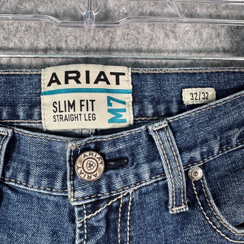 Ariat M7 Slim Fit Straight Leg Jeans Mens 32x32 Measured 30x30 Blue Western - Picture 2 of 12
